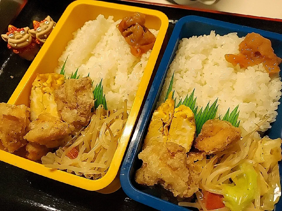 Snapdishの料理写真:夫弁当、息子弁当|みどりさん