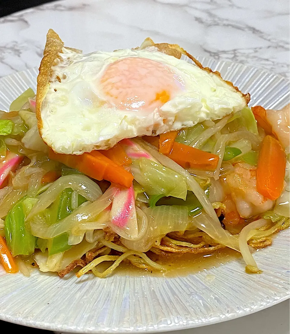 こんにゃく麺のあんかけかた焼きそば|川﨑麻世 mayo kawasaki 川崎麻世さん