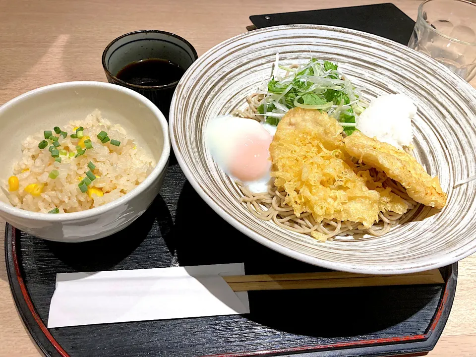 鶏天みぞれ親子蕎麦と季節の炊き込みご飯@箸庵(神田)|yoooochanさん