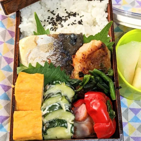 「味の饗宴 無添加生750g」を使ってみたSnapdishの料理・レシピ写真:本日のお弁当〜。塩鯖の塩焼き弁当〜