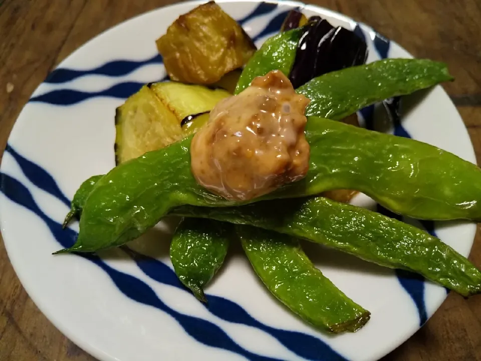 ナスとモロッコ豆素揚げ|由紀子さん