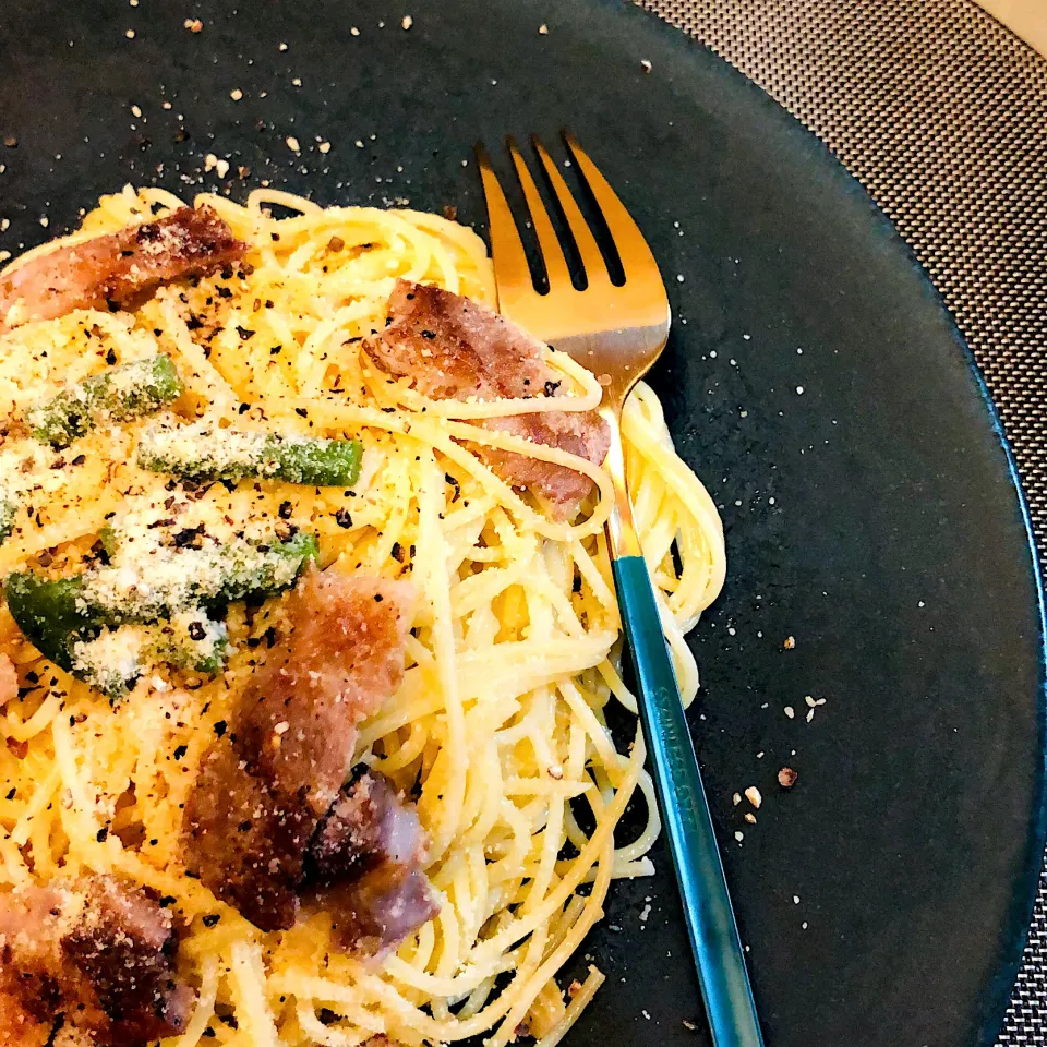 豚肉のソテー柚子こしょう風味のスパゲッティーニ|ユミさん