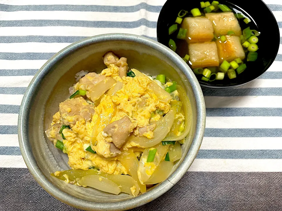 親子丼、麩のお吸い物|jackybeanさん