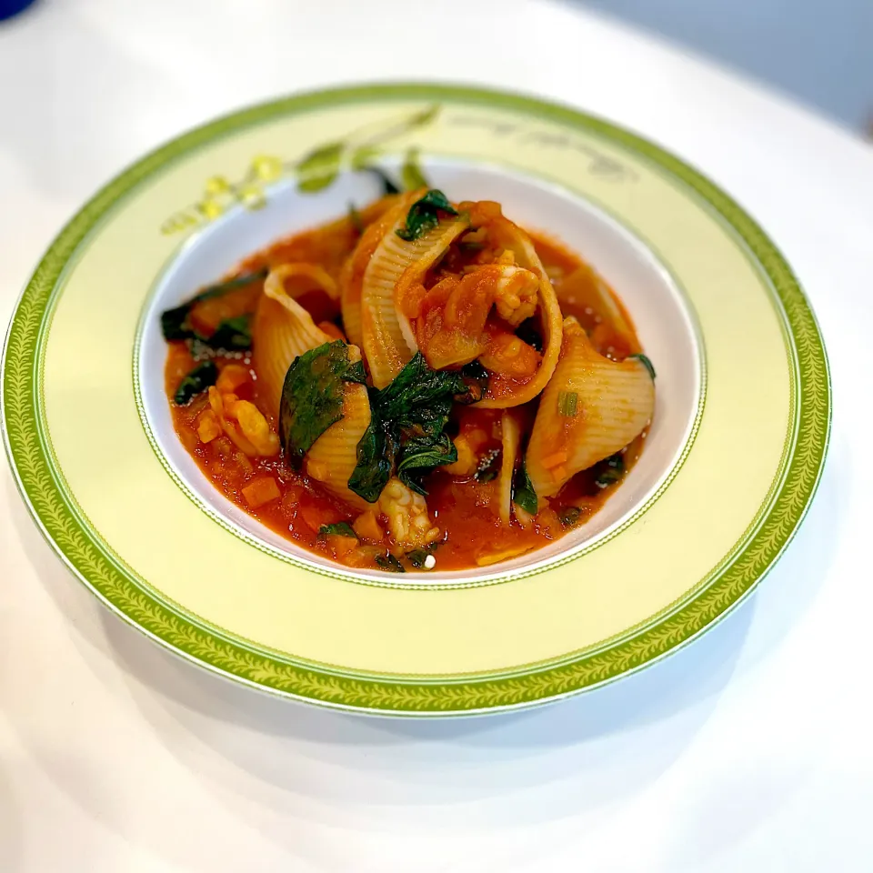 Conchiglioni Tomato and Spinach with Shrimp|Kent 1さん