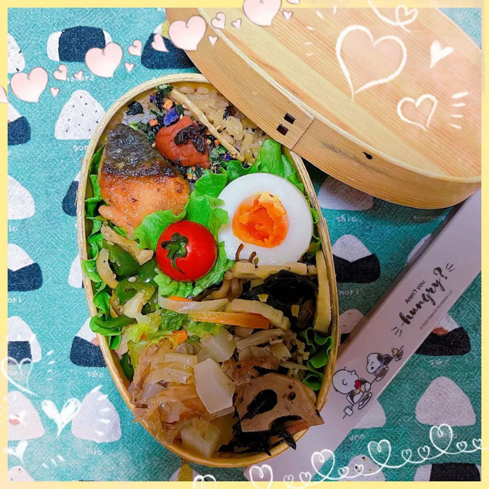 Snapdishの料理写真:９／１９ ｍｏｎ 鮭の照り焼き弁当🍴|rinaronarさん