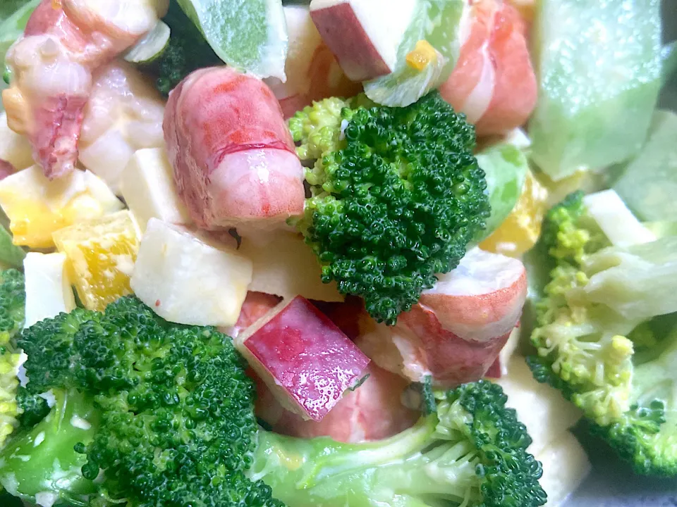 Snapdishの料理写真:エビ🦐りんご・ブロッコリー🥦のサラダ|サチ😊さん