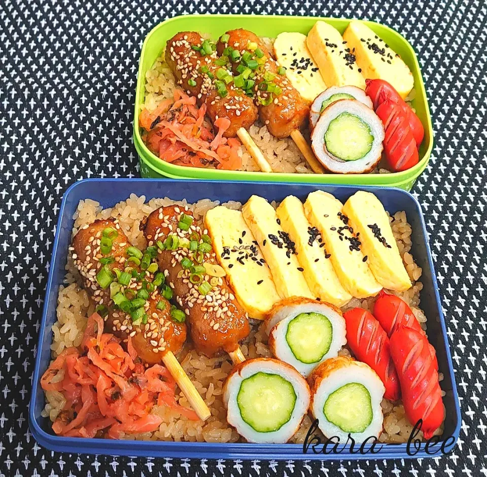 Snapdishの料理写真:母とムスコのラブラブおソロ♪いつものさくらごはん乗っけ弁当|からあげビールさん