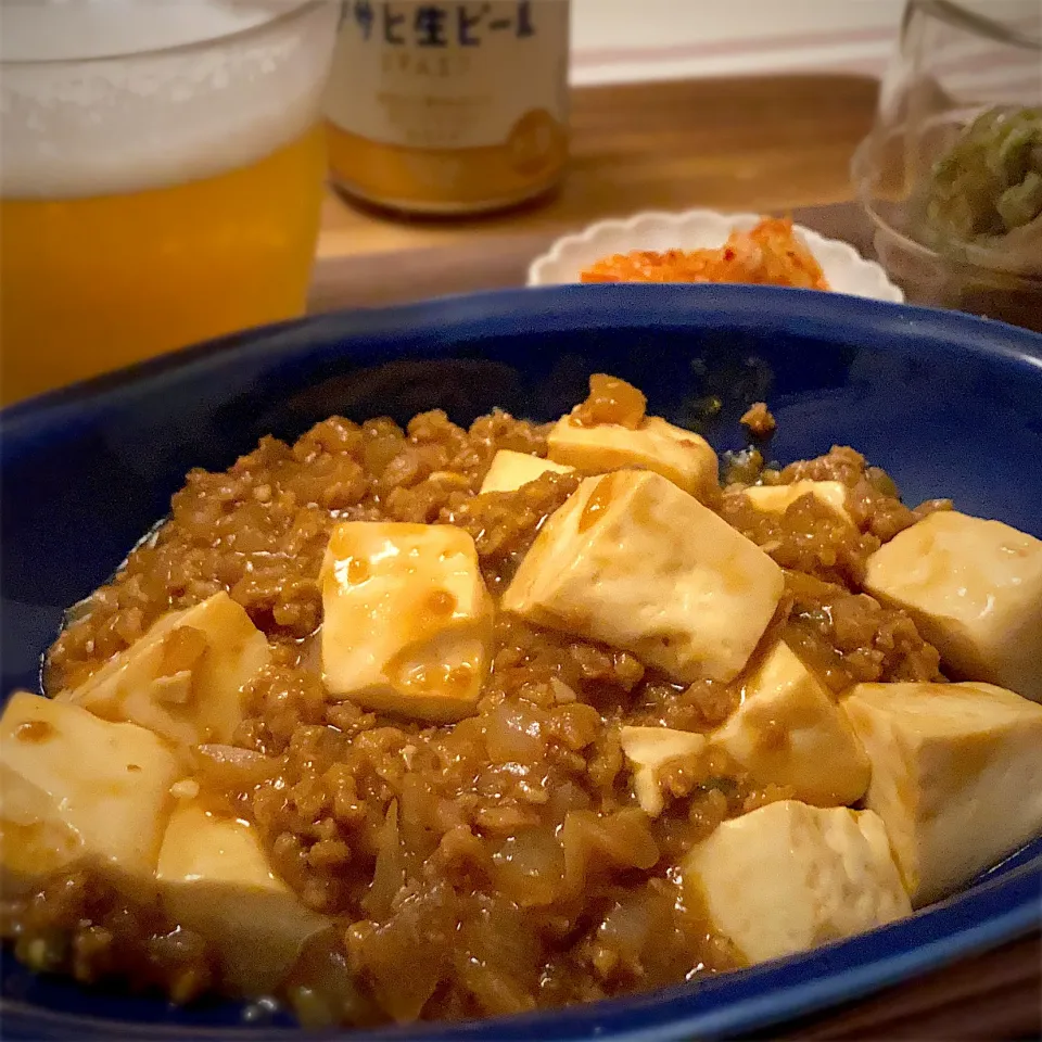 今日のおうち居酒屋セット🍺麻婆豆腐と生ハムとアボカドのマリネ🥑作り置き🍠|gunlove❤さん