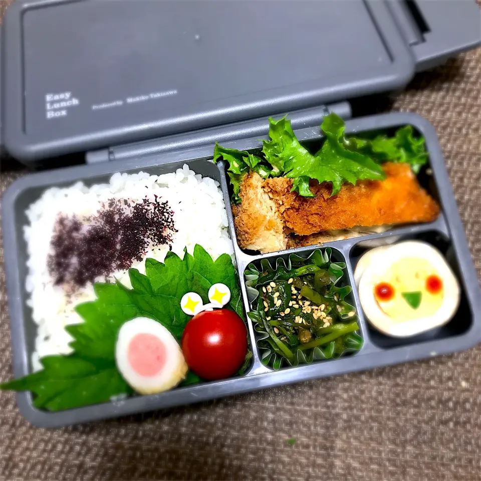 SJK弁当🍱〜ささみカツ・煮玉子・ツルムラサキお浸し・ソーちく|華恋さん