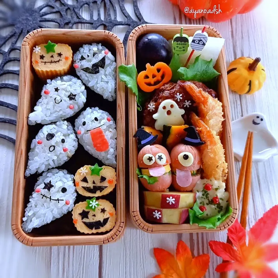 👻🎃🍭コバケちゃんこにぎり
ハロウィン弁当👻🎃🍭|ayano.adshさん