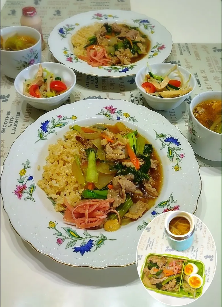 チンゲン菜と豚肉のあんかけご飯|みったんさん