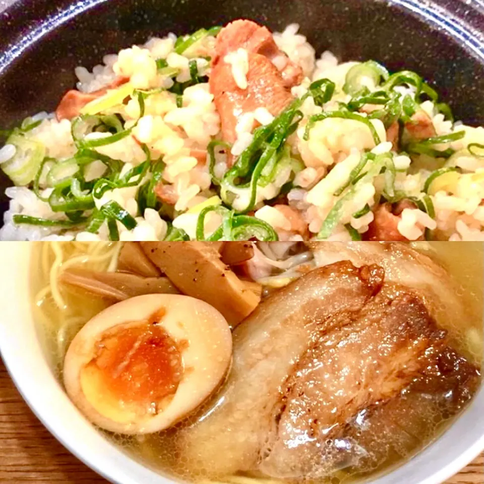 焼鳥缶詰を使って簡単な鶏釜めし&インスタントラーメンde昼ごはん|ばくあんしゃさん