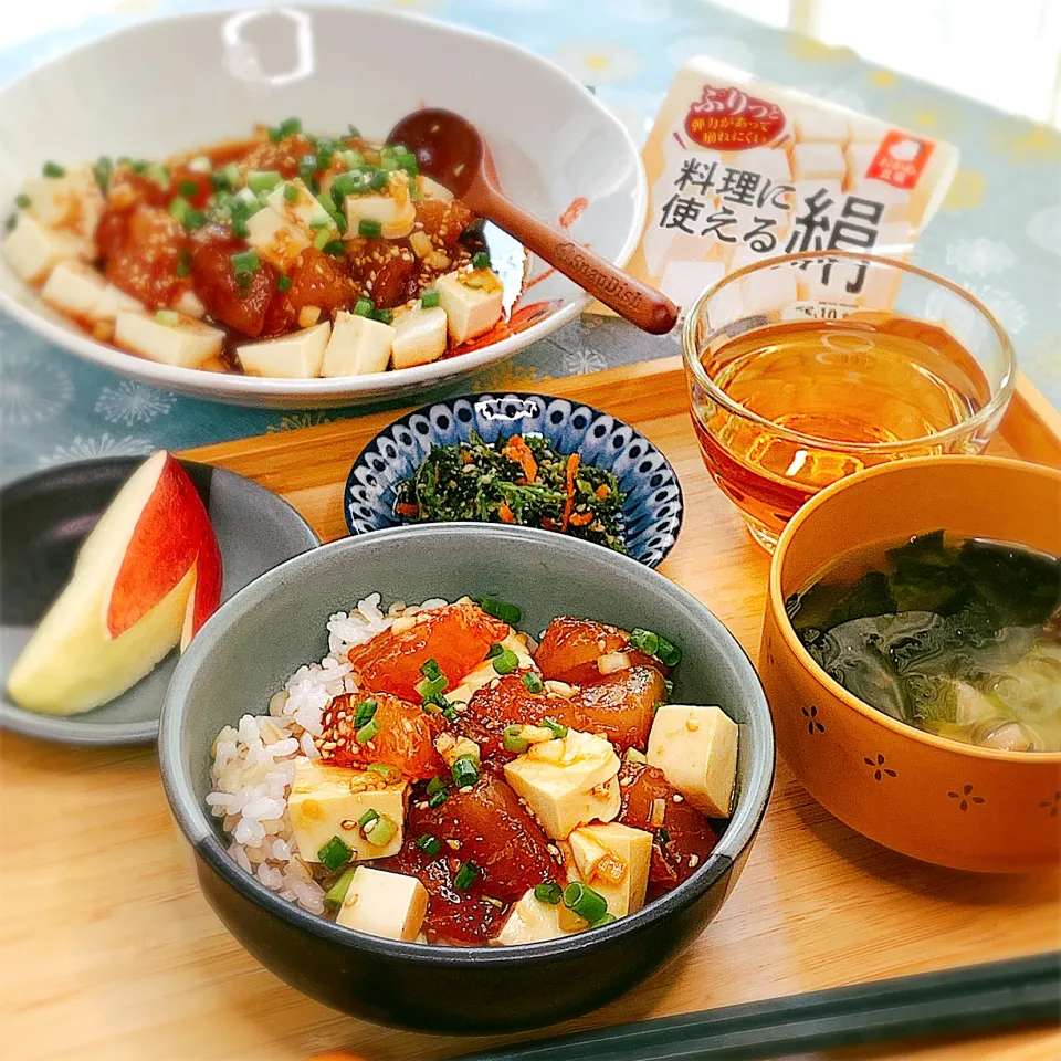 【豆腐とマグロのポキ丼】|アスママさん