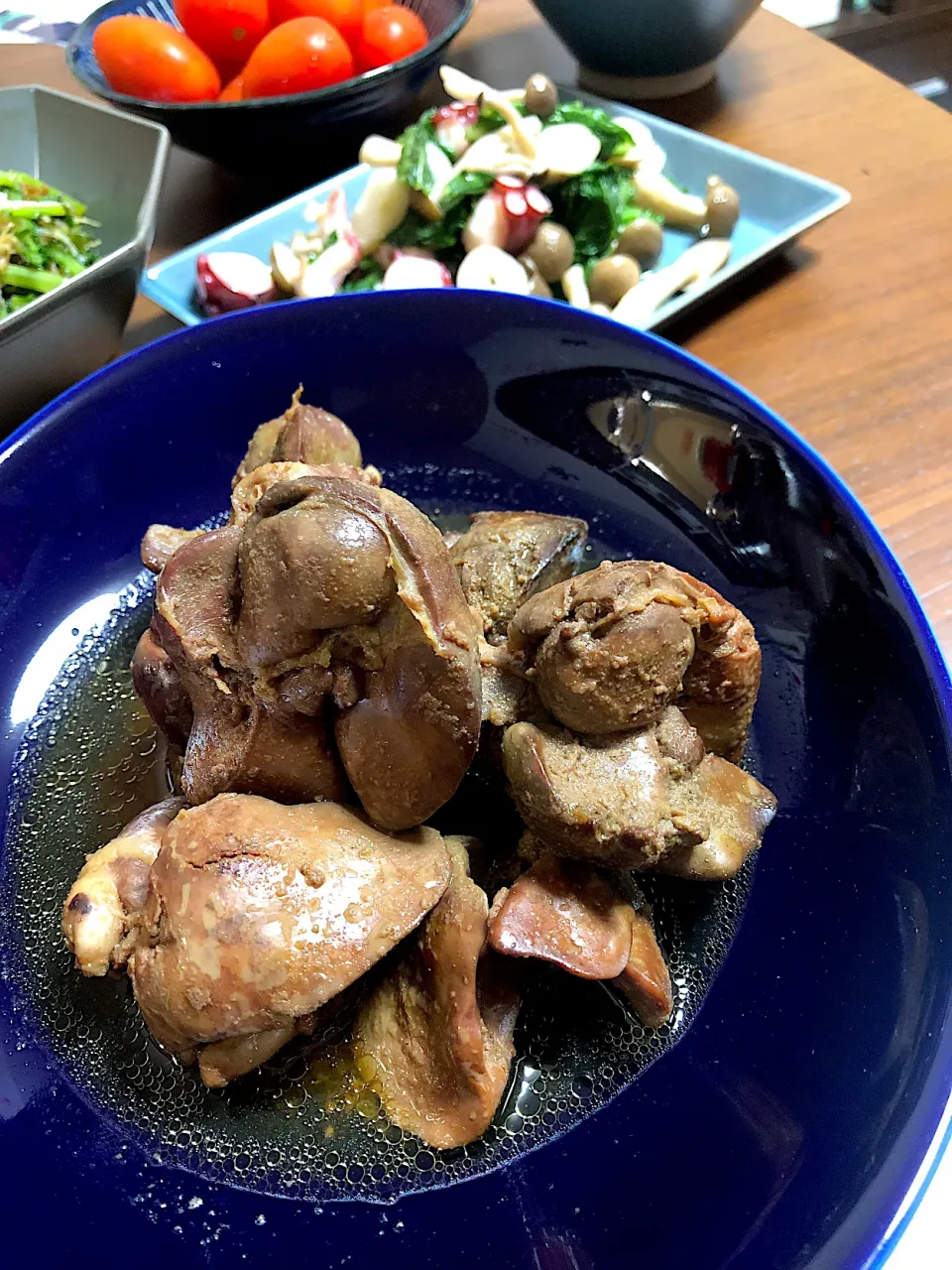 レバー煮、たこと大根葉の炒め物|おさかなさん