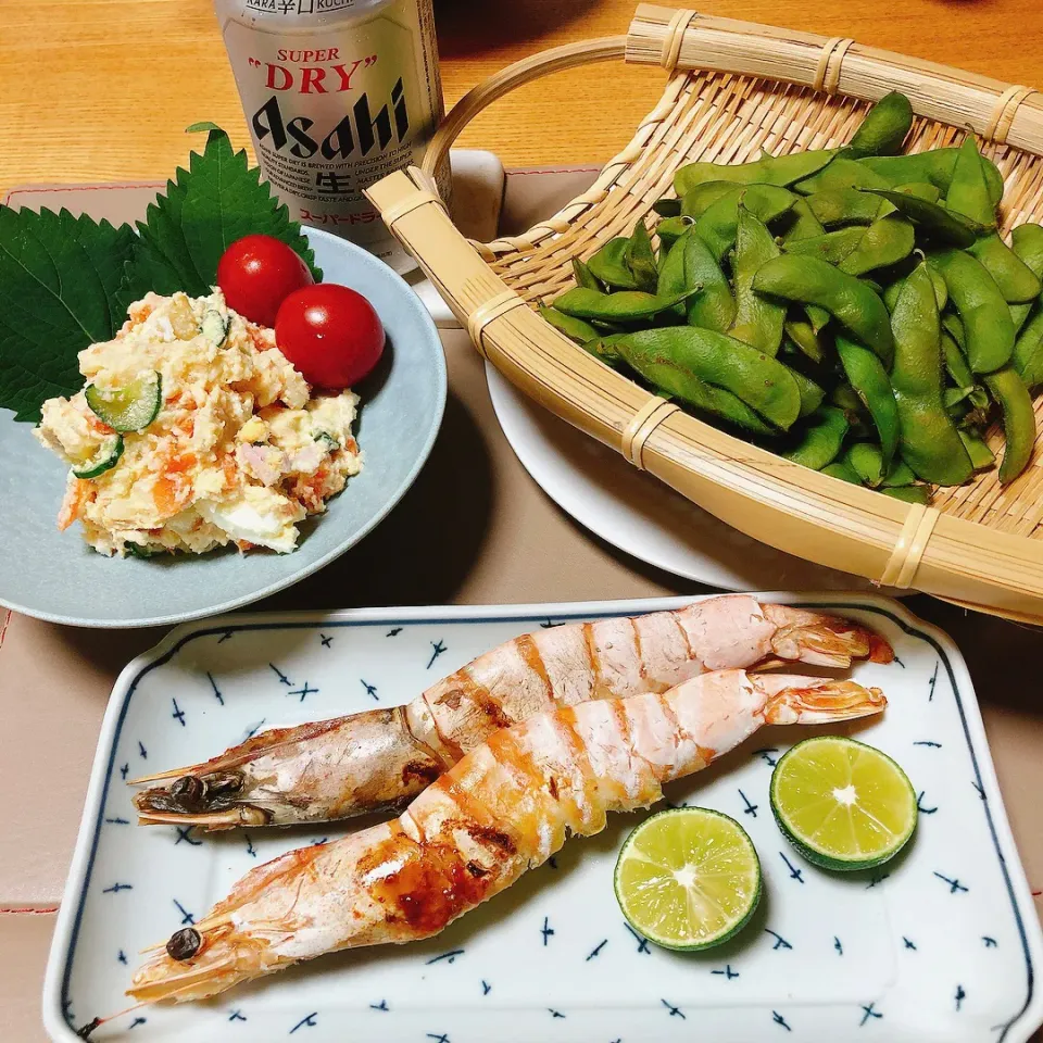 海老の塩焼き🦐
枝豆
ポテトサラダ|naoさん