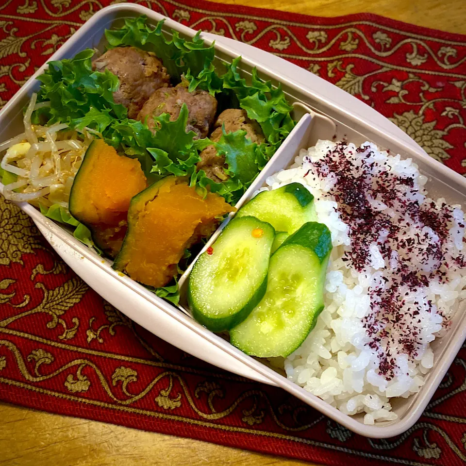 豆苗ハンバーグと、豆もやしのナムルと、南瓜の煮物弁当|もえさん