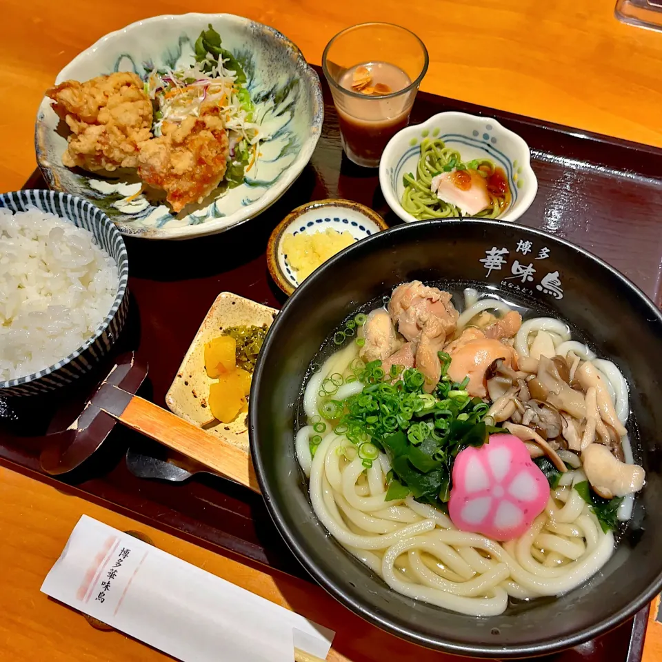 きのこたっぷり鶏肉うどんと華味鶏の唐揚げ|T. Wonderさん