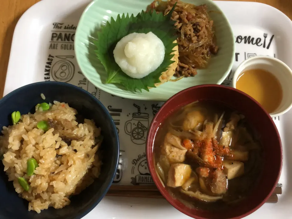 牛ごぼうご飯&きのこ汁|ここなりさん