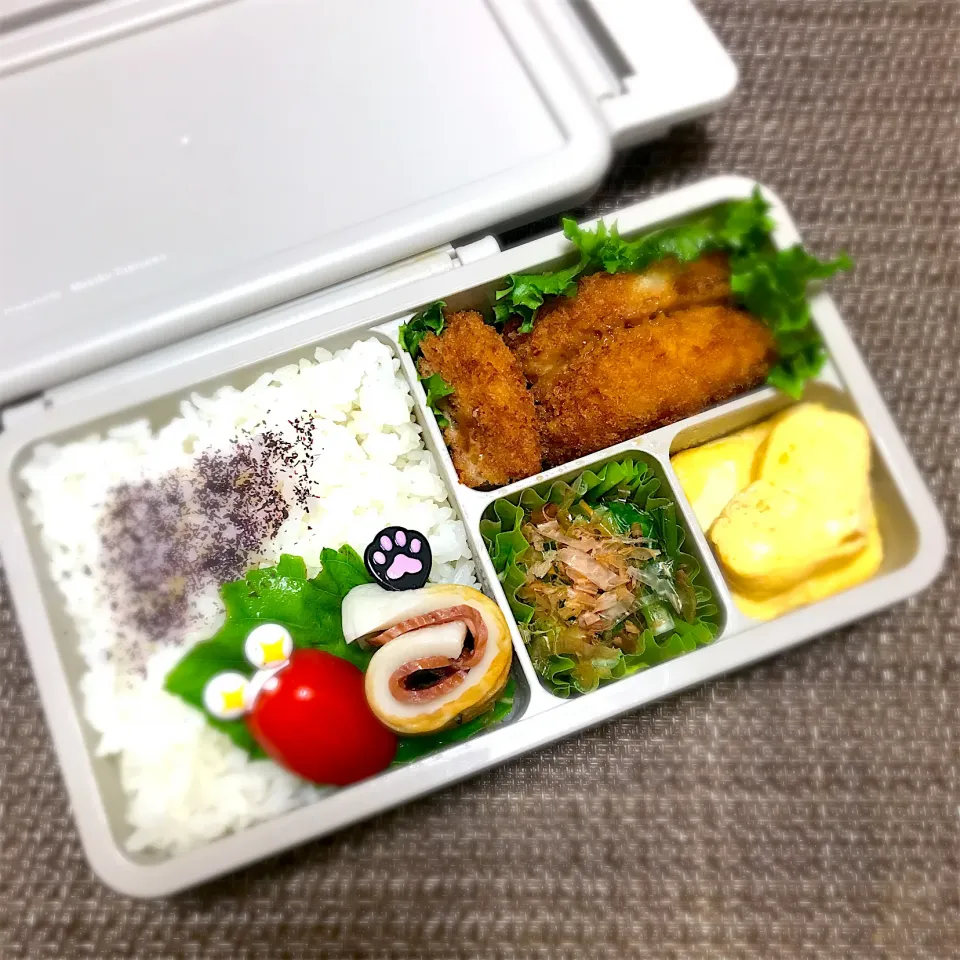 SJK弁当🍱〜赤松コロッケ・玉子焼き・ツルムラサキマヨポン・サラミちくわ|華恋さん