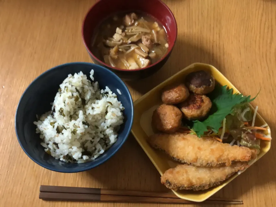 わかめご飯&つくね|ここなりさん