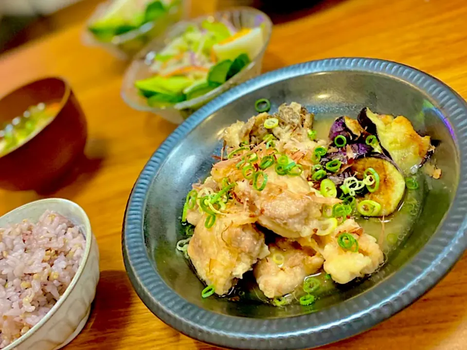 鶏と茄子、舞茸の煮浸し|ふくすけ食堂さん