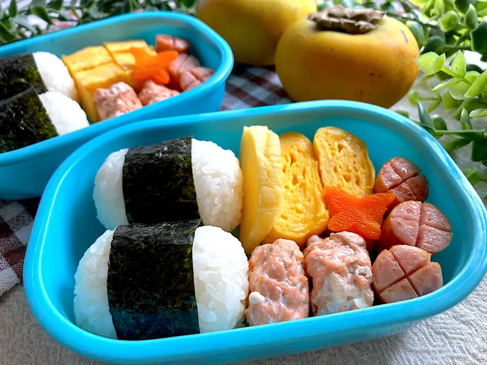 ＊サーモンバーグ🐟ちびたんとべびたんの幼稚園お弁当＊|＊抹茶＊さん