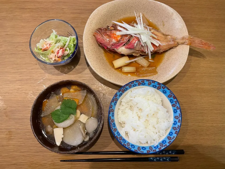 オニカサゴ煮付け けんちん汁|おーたたくとさん