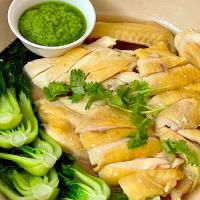 Steamed chicken, ginger and scallion dipping sauce