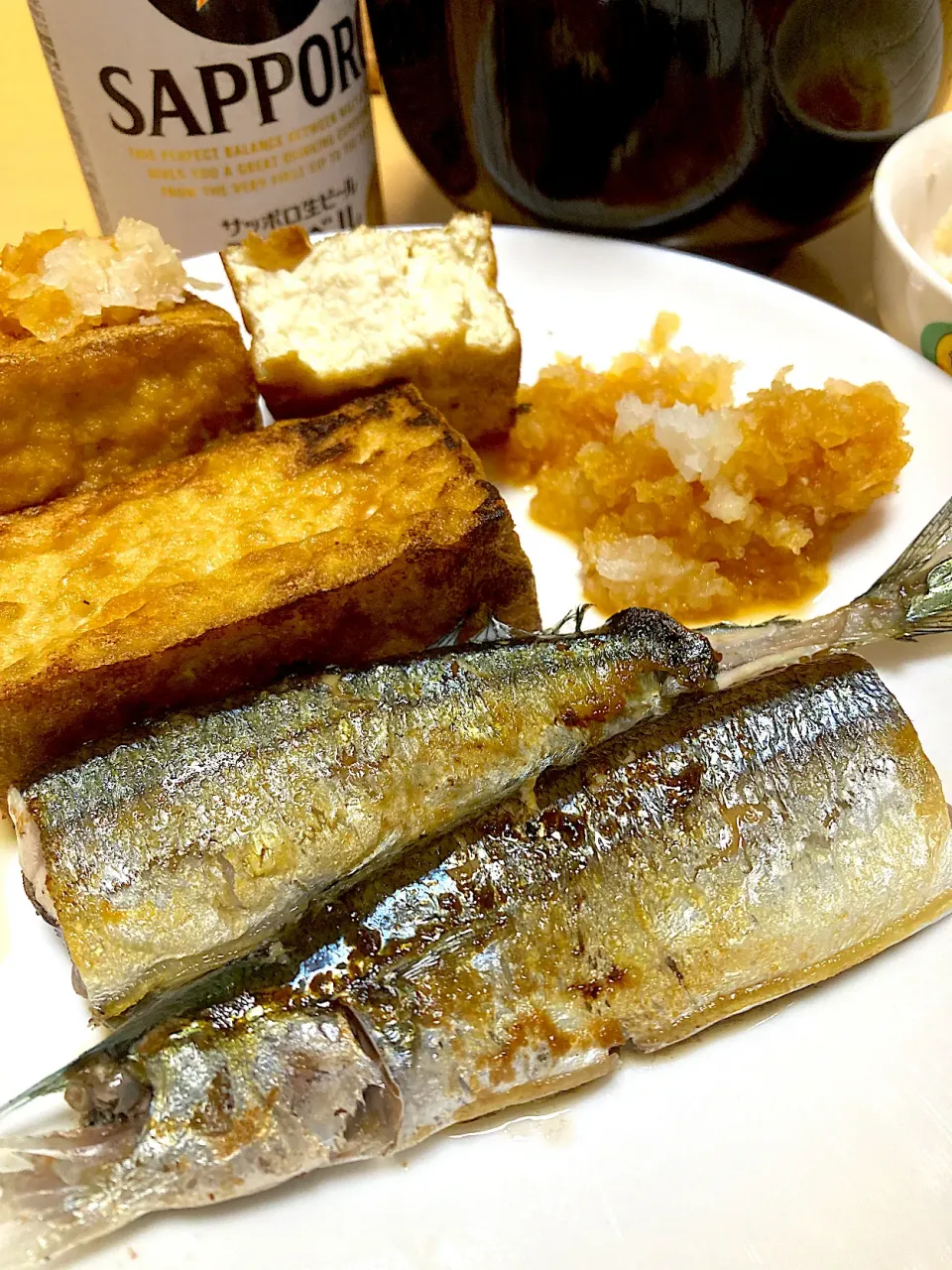 単身赴任中の男飯(秋刀魚、厚揚げ)|おおもりの星さん