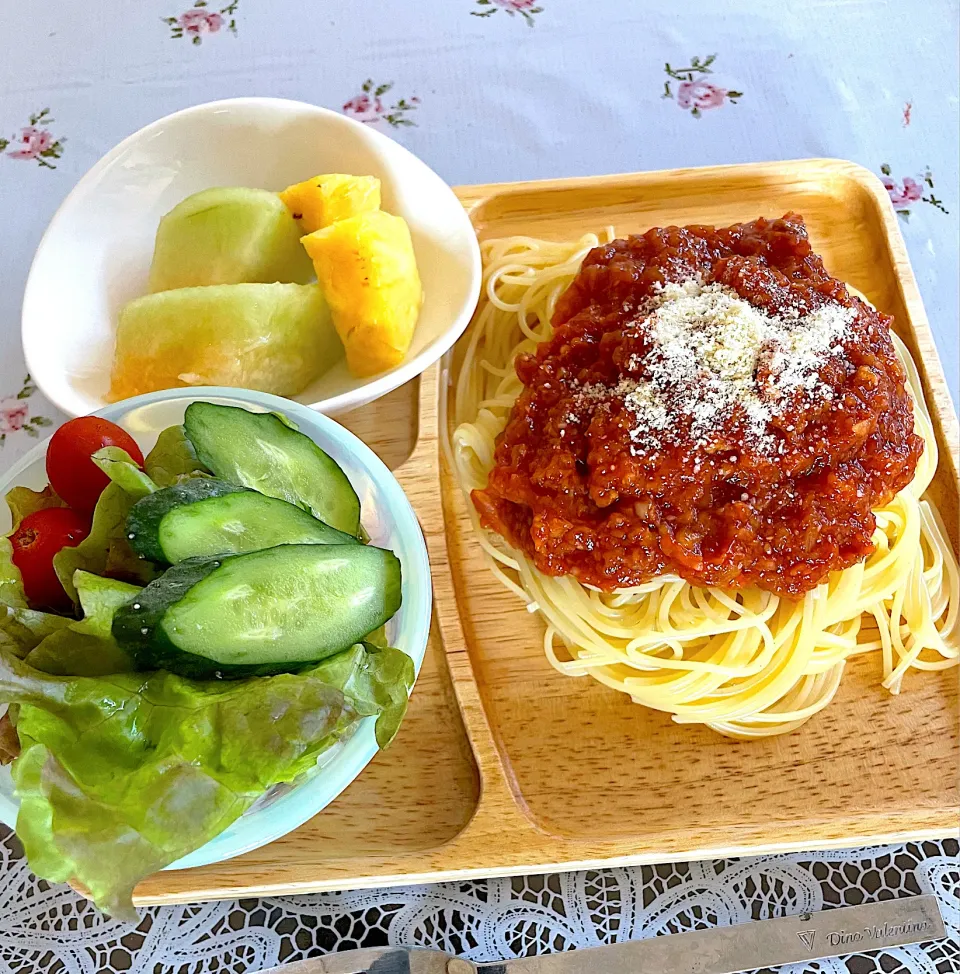 茄子たっぷりのミートソースパスタ|つるひめさん