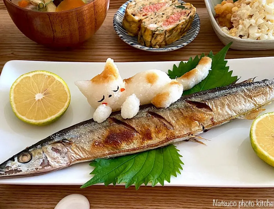 Snapdishの料理写真:秋刀魚に猫おろし🐈💕♪だニャン|ナツ1224さん