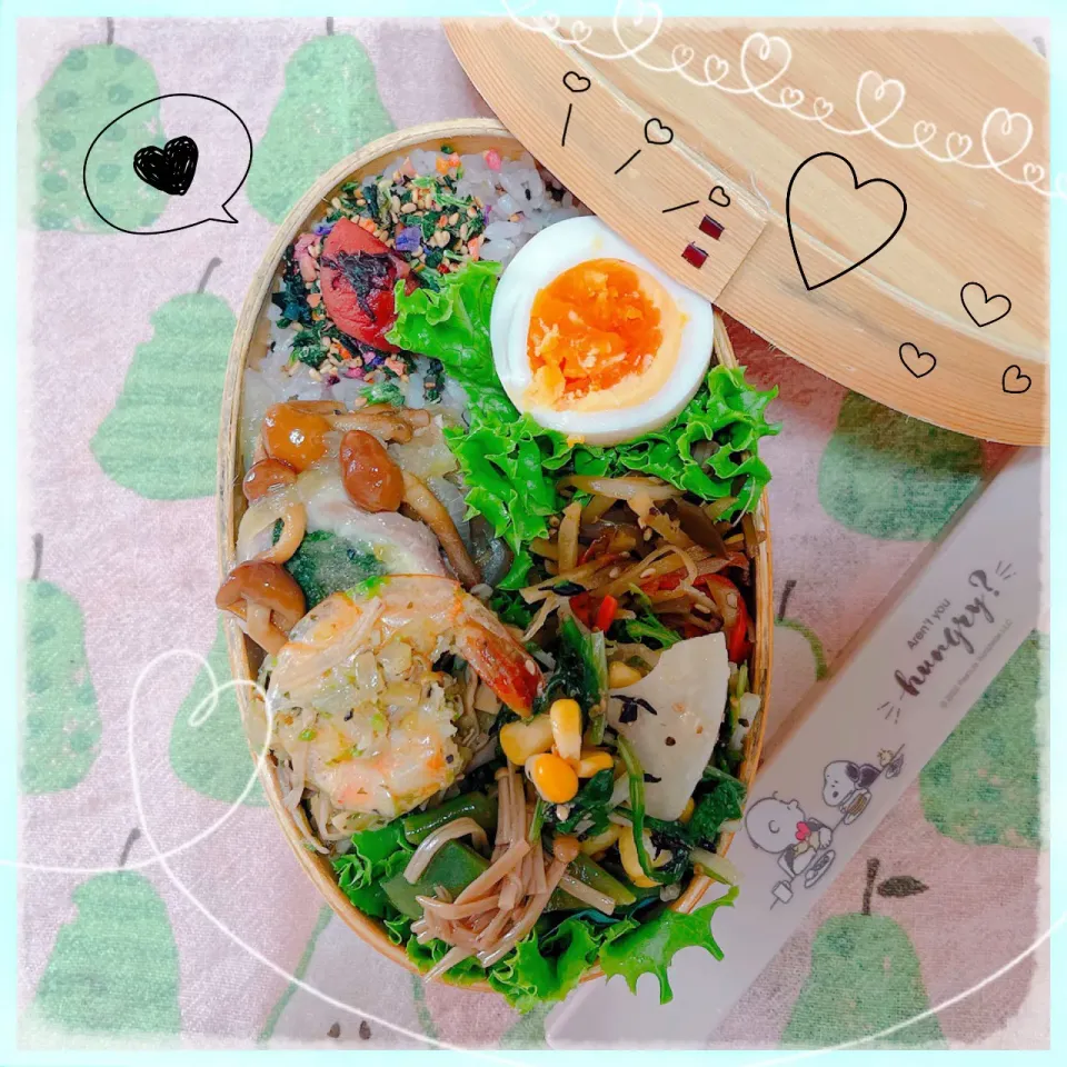 １０／３ ｍｏｎ 水菜チーズの肉巻き弁当🍴|rinaronarさん