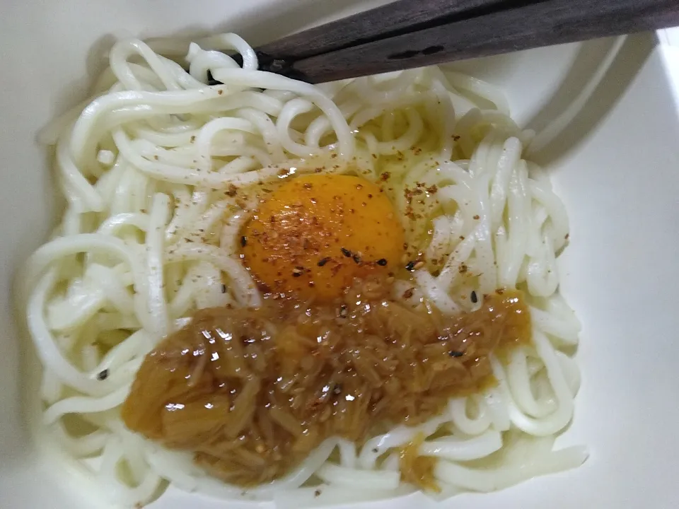 なめ茸入り釜玉風うどん|darkbaronさん