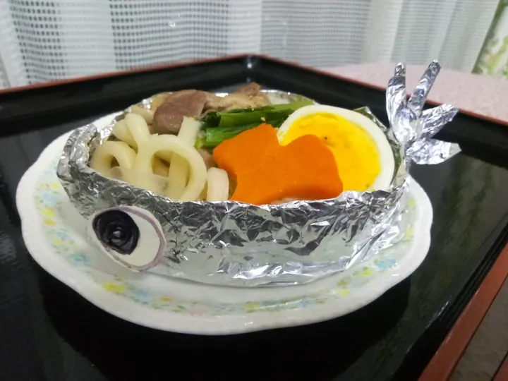 魚ホイルの肉うどん！
魚だけど　肉です( *´艸｀)|よもむぎさん