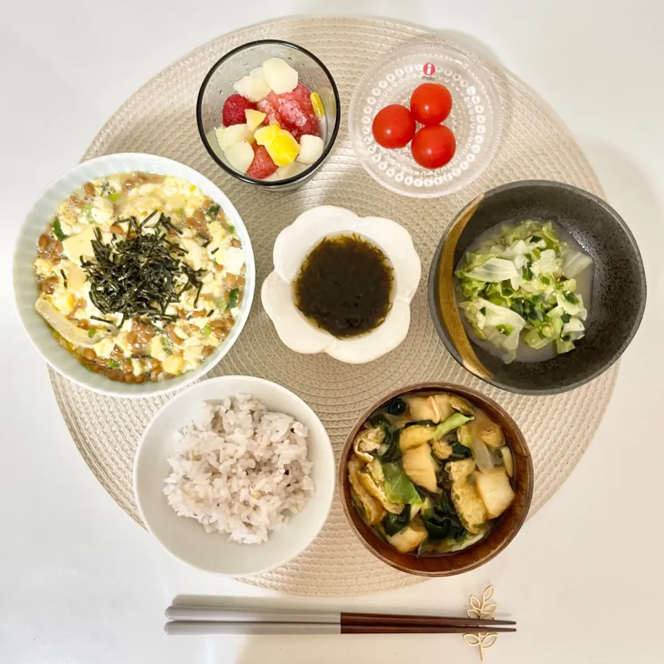 Snapdishの料理写真:豆腐と納豆の卵炒め|ranさん