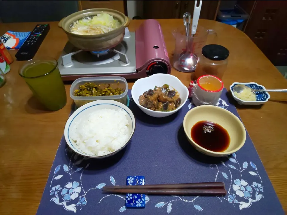 寄せ鍋となす味噌炒め(夕飯)|enarinさん