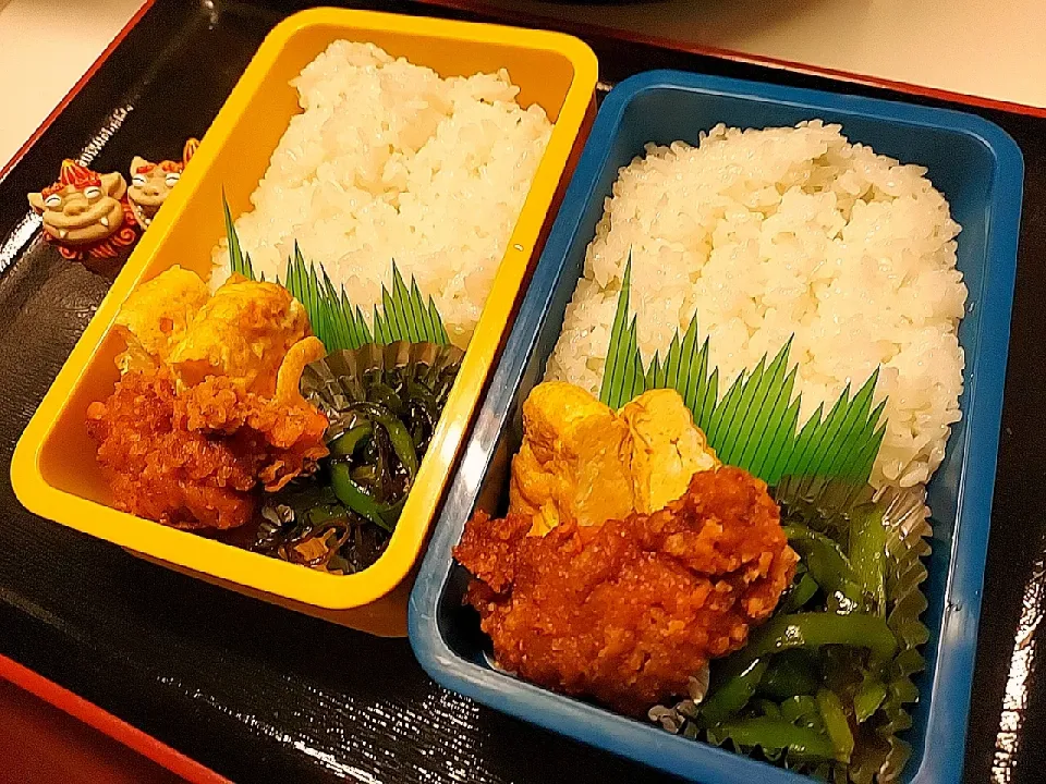 Snapdishの料理写真:夫弁当、息子弁当|みどりさん