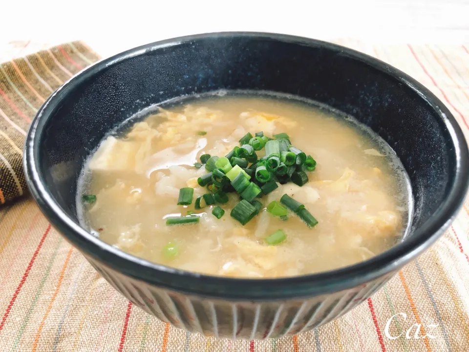 あごのだし塩湯豆腐のあとの雑炊|きゃずさん