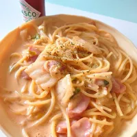 Snapdishの料理写真:キムチｰｽﾞ豆乳パスタ|まいさん