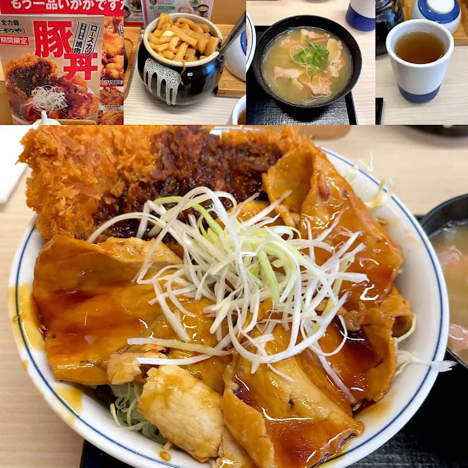 ロースカツと豚焼肉の合い盛り丼|るみおんさん