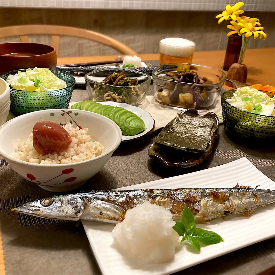 秋刀魚の塩焼きで晩ごはん|むぎこさん