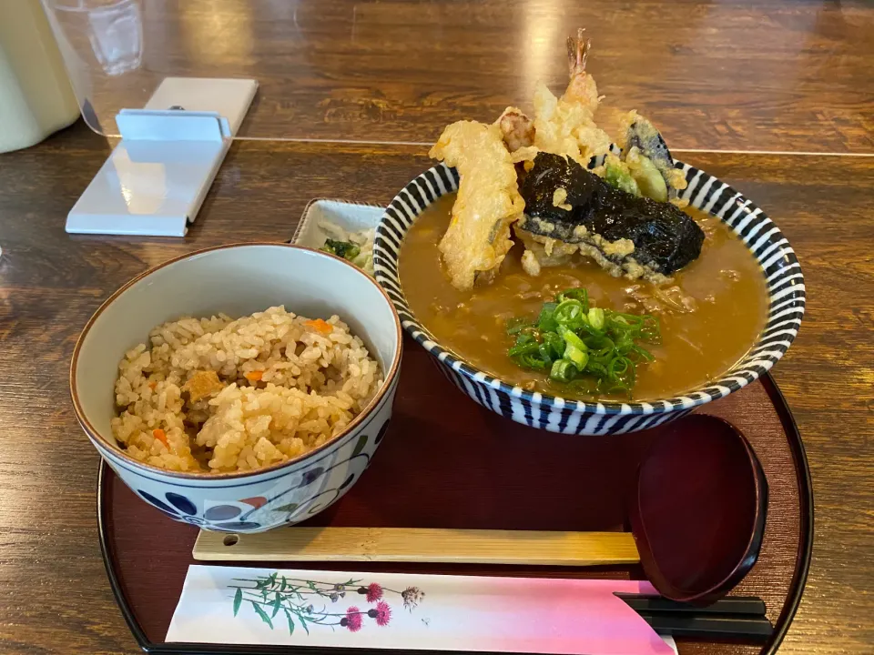 えび天カレーうどん、かやくご飯|buhizouさん