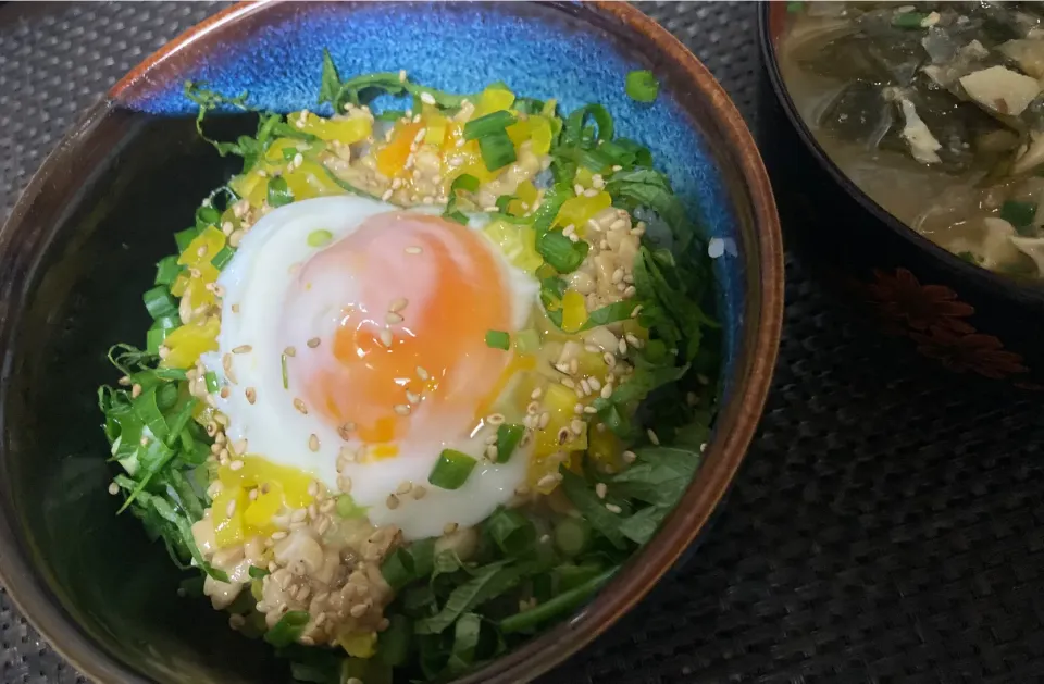 ひきわり納豆ご飯と味噌汁の朝ごはん|ナタママさん