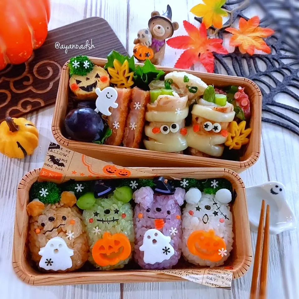 ハロウィン🐻くまさんおにぎり弁当
👻🎃🍭|ayano.adshさん