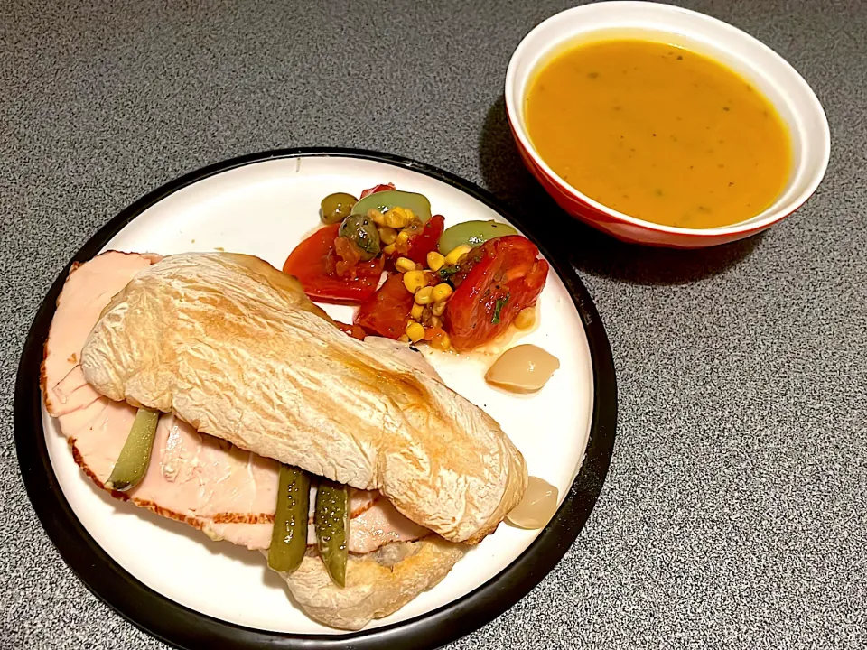 Gourmet Turkey Breast Ciabatta. Butternut Squash Soup with sweet potato, coconut cream, ginger and chilli|270w178bさん