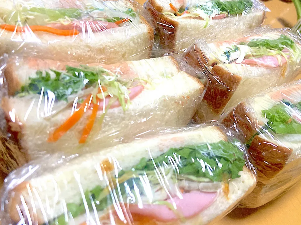 Snapdishの料理写真:雑なサンドイッチ🥪野菜たっぷり|サチ😊さん