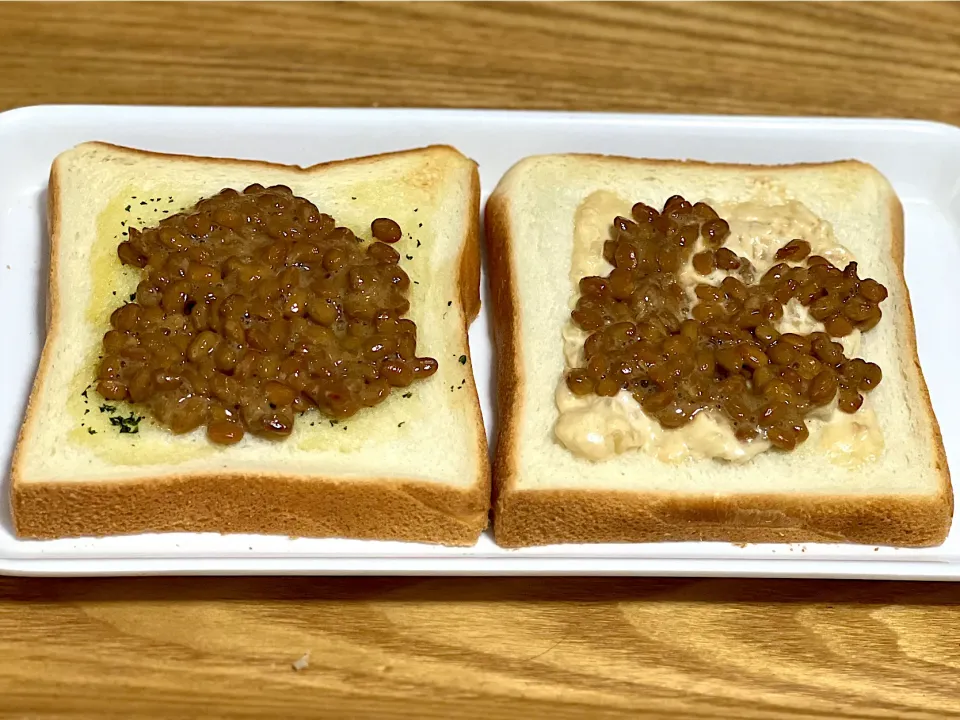 ☆ガーリック納豆トースト ☆ツナマヨ納豆トースト|まぁたんさん