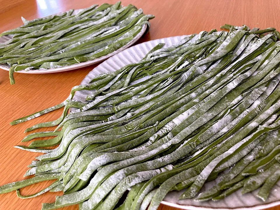 Snapdishの料理写真:＊手打ち抹茶うどん🌱＊|＊抹茶＊さん