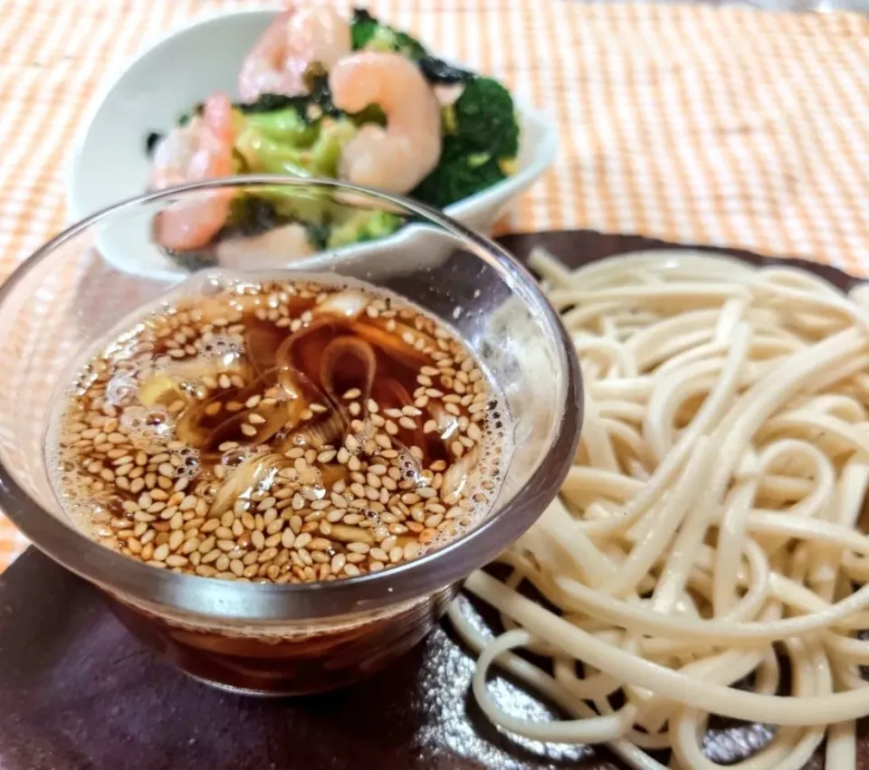 濃厚(温)つけうどん(白ねぎ汁)
ブロッコリー＆海老 チョレギ和え|マギーさん