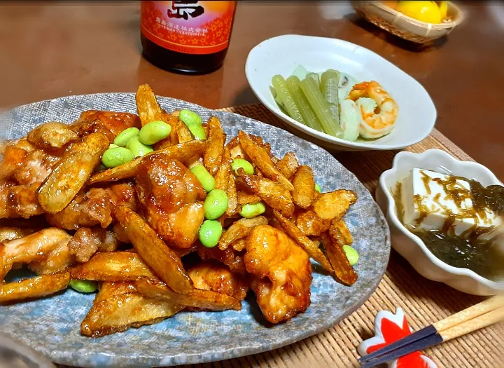 鶏肉とごぼう甘辛炒め
えびと蕗の煮物|びせんさん